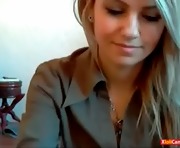 Blonde Shows Flashes On Webcam