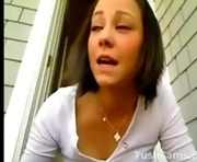 Brunette teen masturbating outside