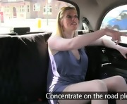 Natural busty blonde fucking in fake taxi