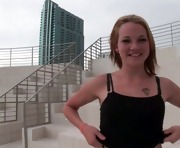 Attractive blond teen shows her tits part1