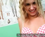 Blonde with no panties fucking doctor in office
